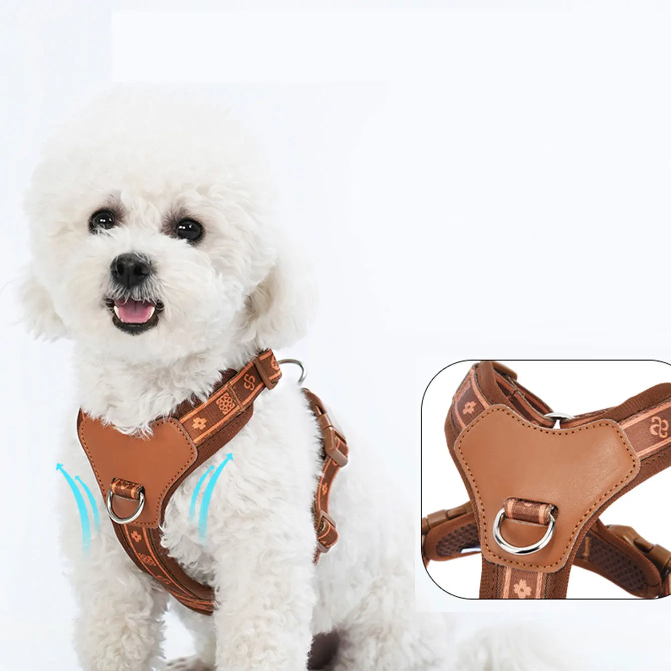 Harnais Simili Cuir Anti-Traction pour Petit Chien