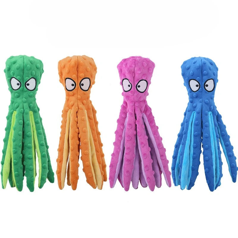 Pieuvre Sonore Multicolore en Peluche pour Chiens