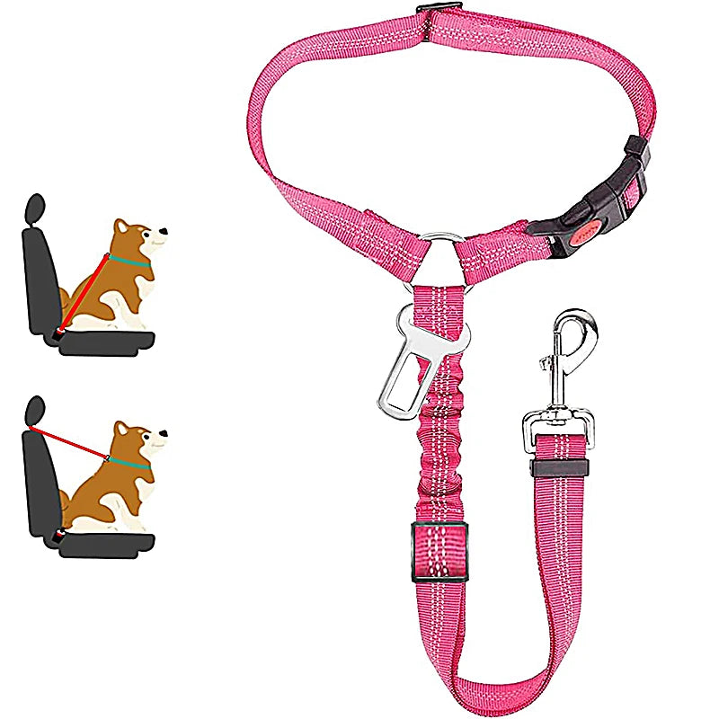 2 en 1 Ceinture de Sécurité Voiture pour Chien - Boucle & Appui-Tête