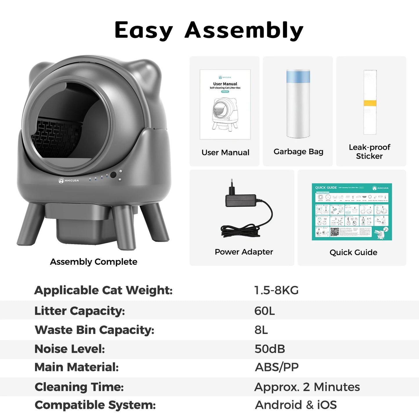 Litière automatique pour chat Amicura Cura X1