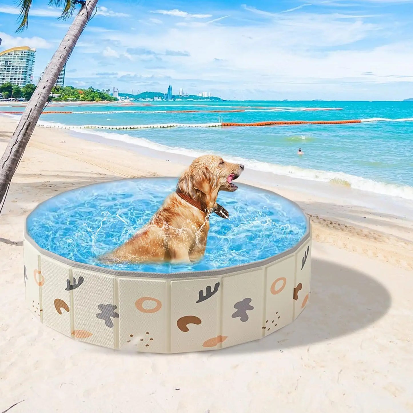 Piscine Pliable Ronde pour Chien Motifs Graphiques