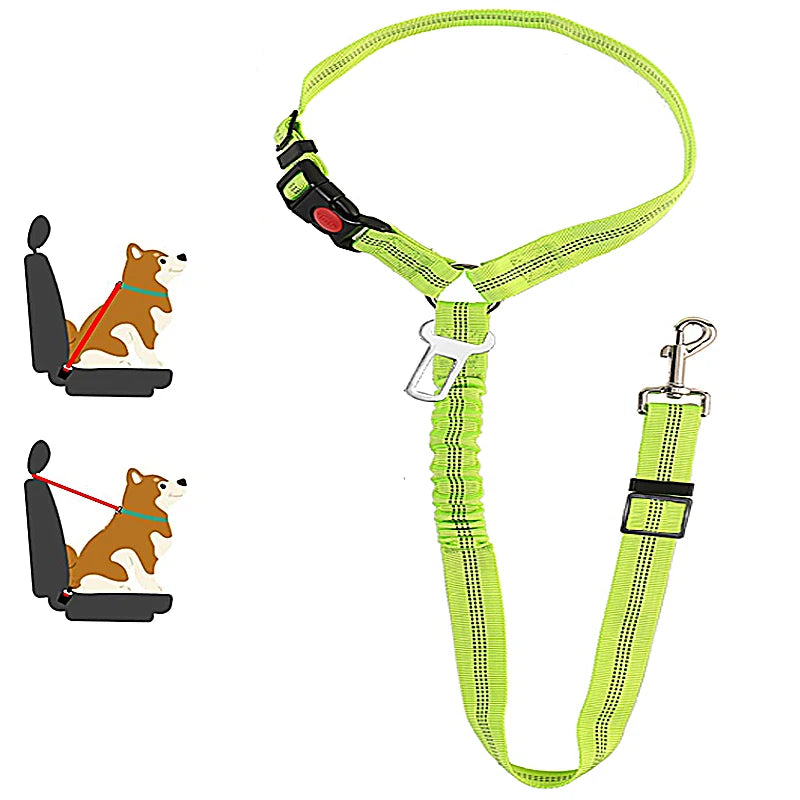 2 en 1 Ceinture de Sécurité Voiture pour Chien - Boucle & Appui-Tête