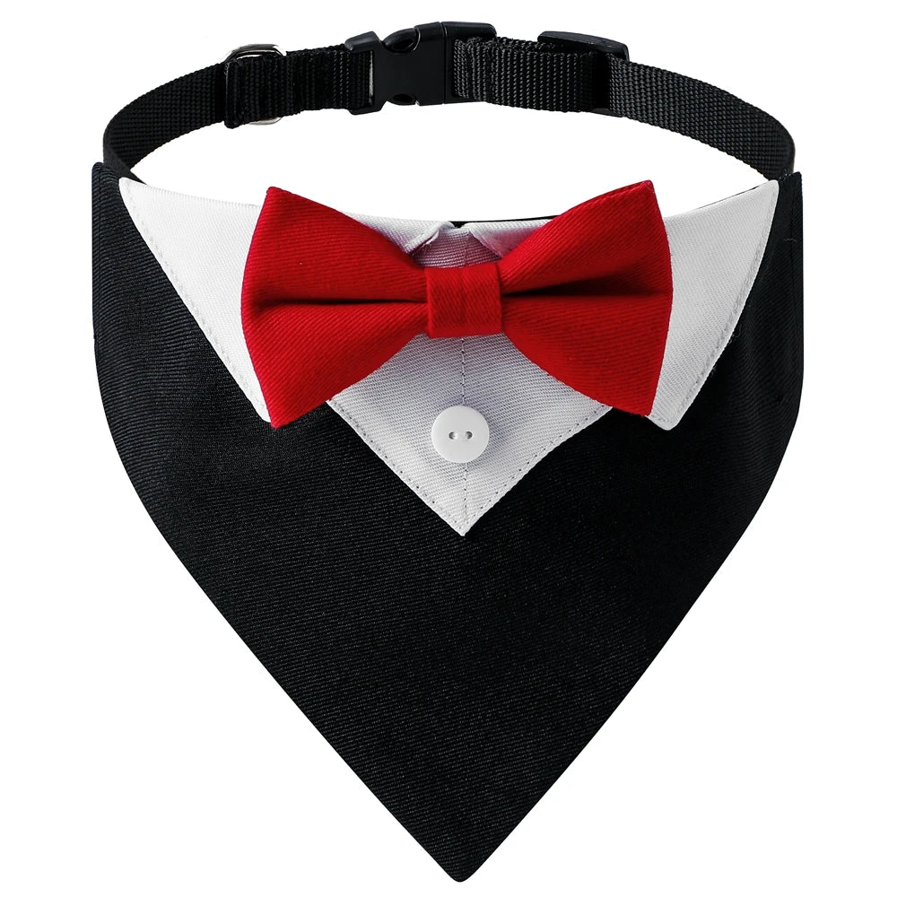 Bandana Smoking avec Nœud Papillon pour Chiens – Tenue de Cérémonie Ajustable