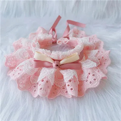 Collerette Dentelle avec Nœud pour Chiens et Chats – Style Élégant et Réglable