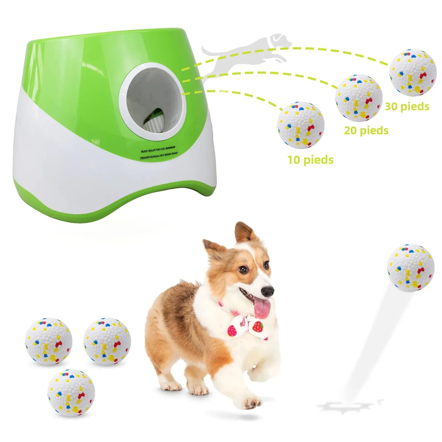 Lanceur Automatique de Balles pour Chiens – 3 Niveaux de Distance