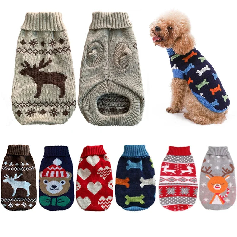 Pull Tricoté pour Chien – Motifs Hiver et Noël