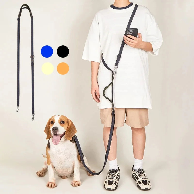 2 en 1 Laisse Multifonctions Double ou Solo Mains libre pour Chien