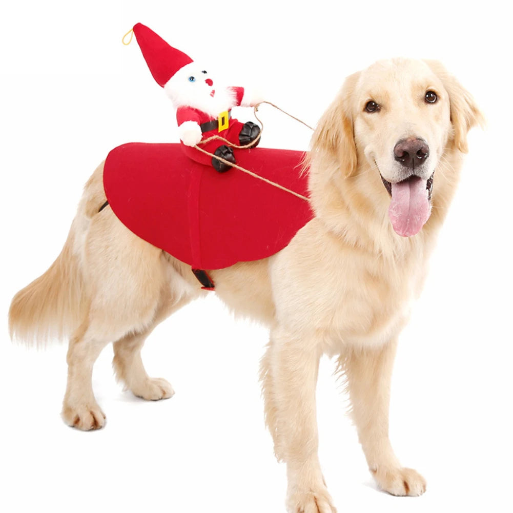 Costume Père Noël Cavalier pour Chiens et Chats