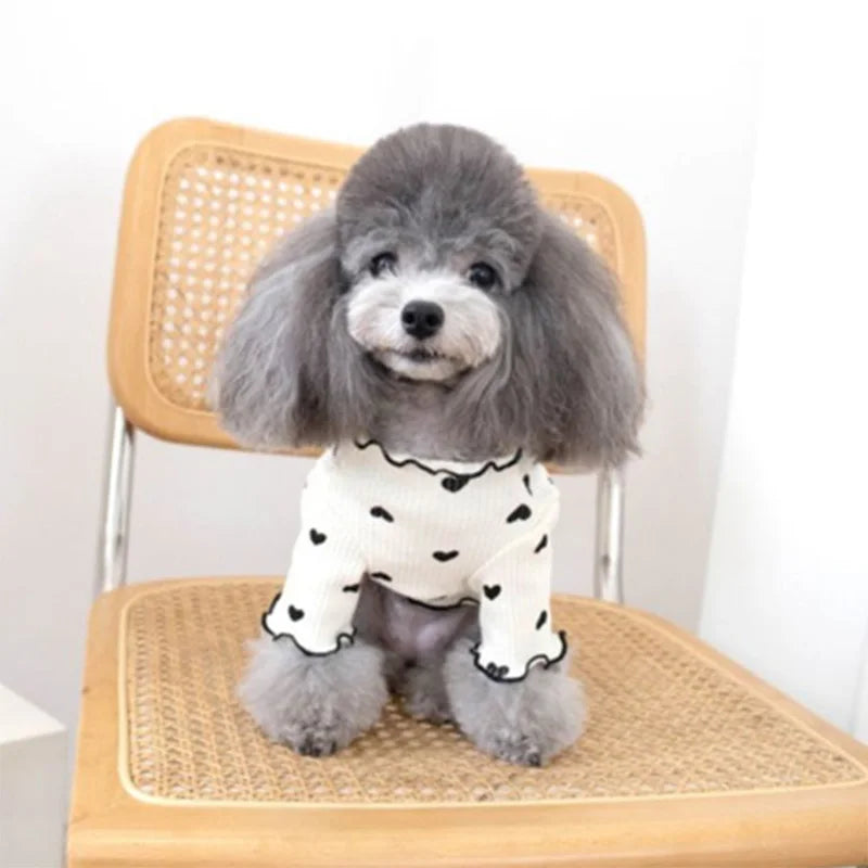 Pyjama Rose à Cœurs Noirs pour Petit Chien
