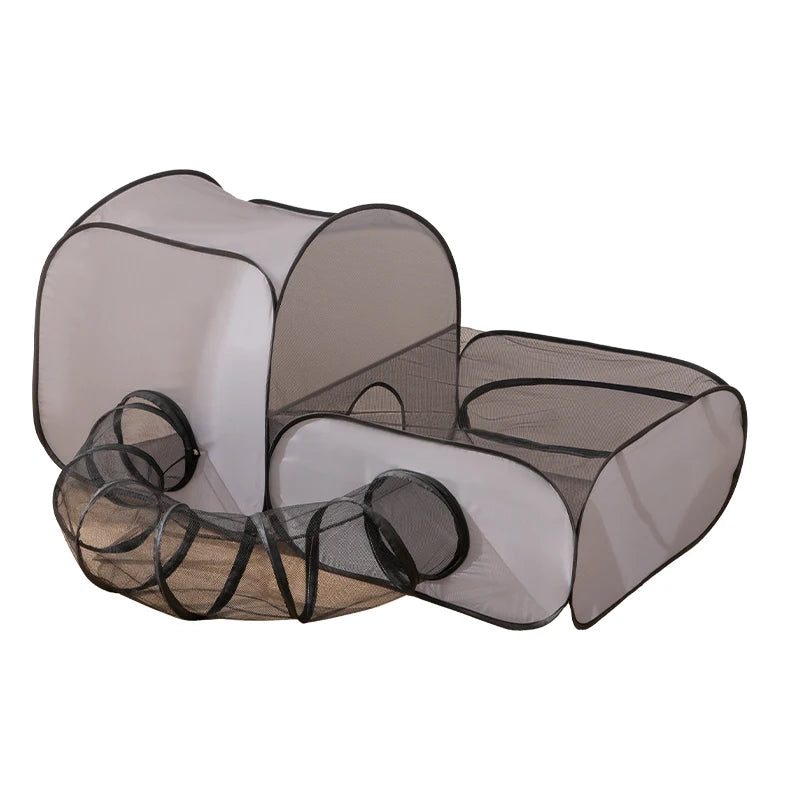 Enclos Pliable avec Tunnel pour Chats et Petits Chiens