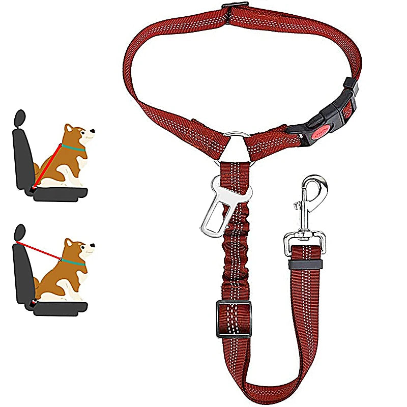 2 en 1 Ceinture de Sécurité Voiture pour Chien - Boucle & Appui-Tête