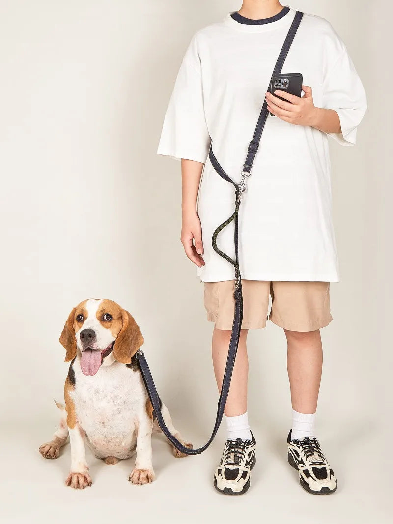 2 en 1 Laisse Multifonctions Double ou Solo Mains libre pour Chien