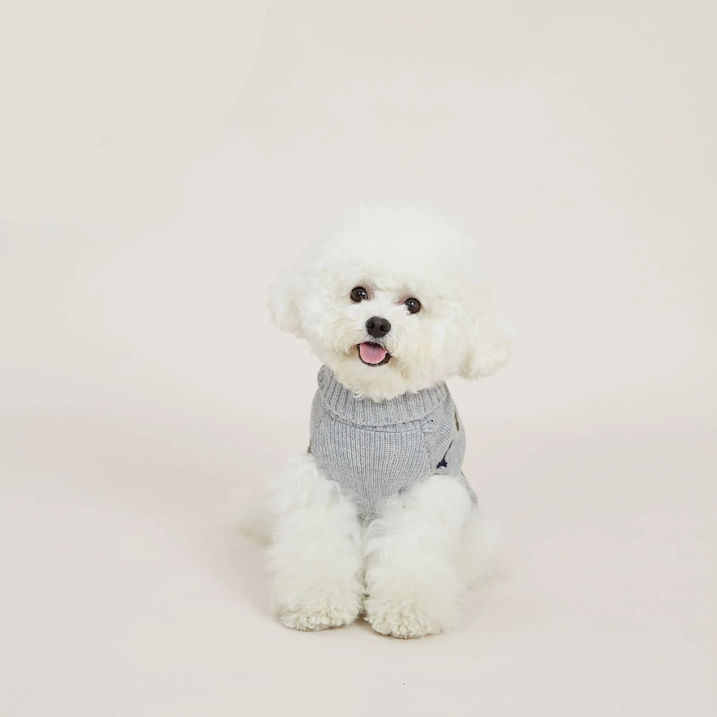 Pull Chien Motif Pattes et Os avec Trou pour Laisse