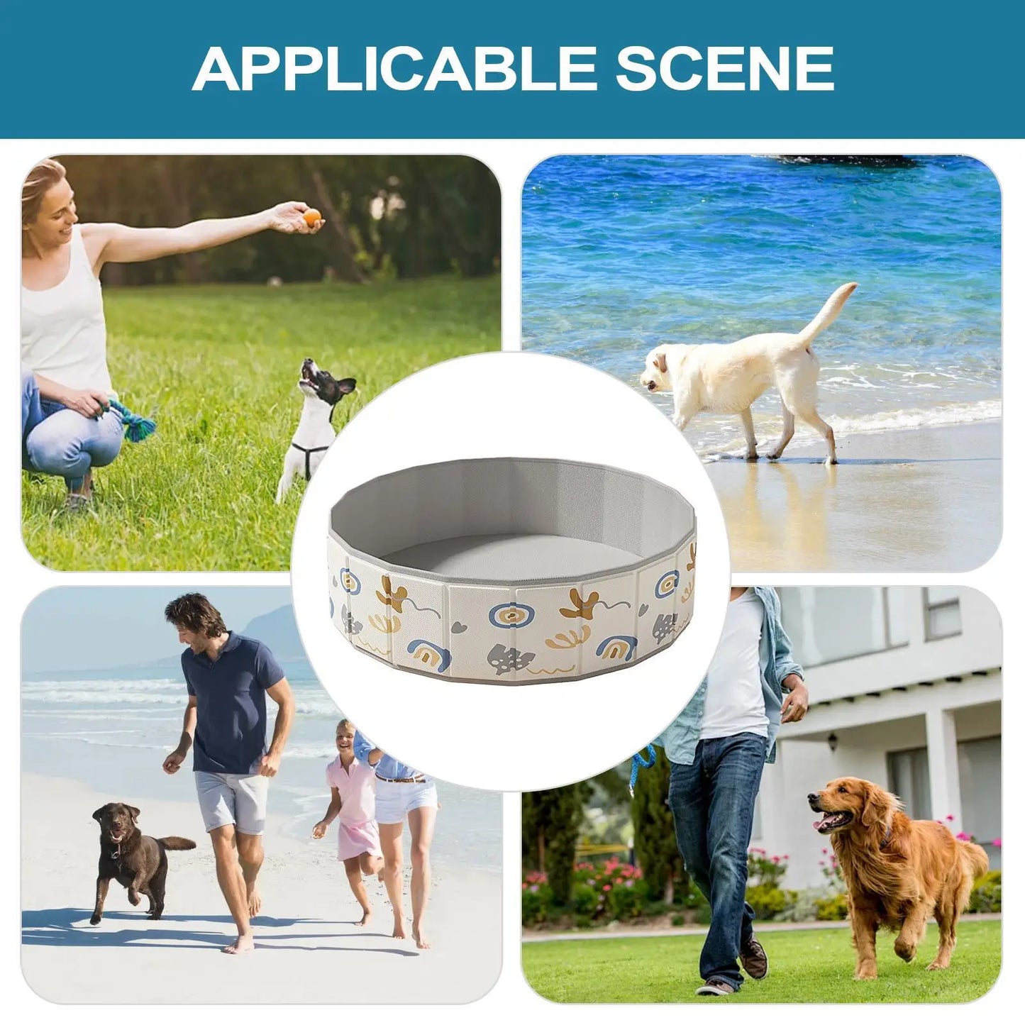 Piscine Pliable Ronde pour Chien Motifs Graphiques