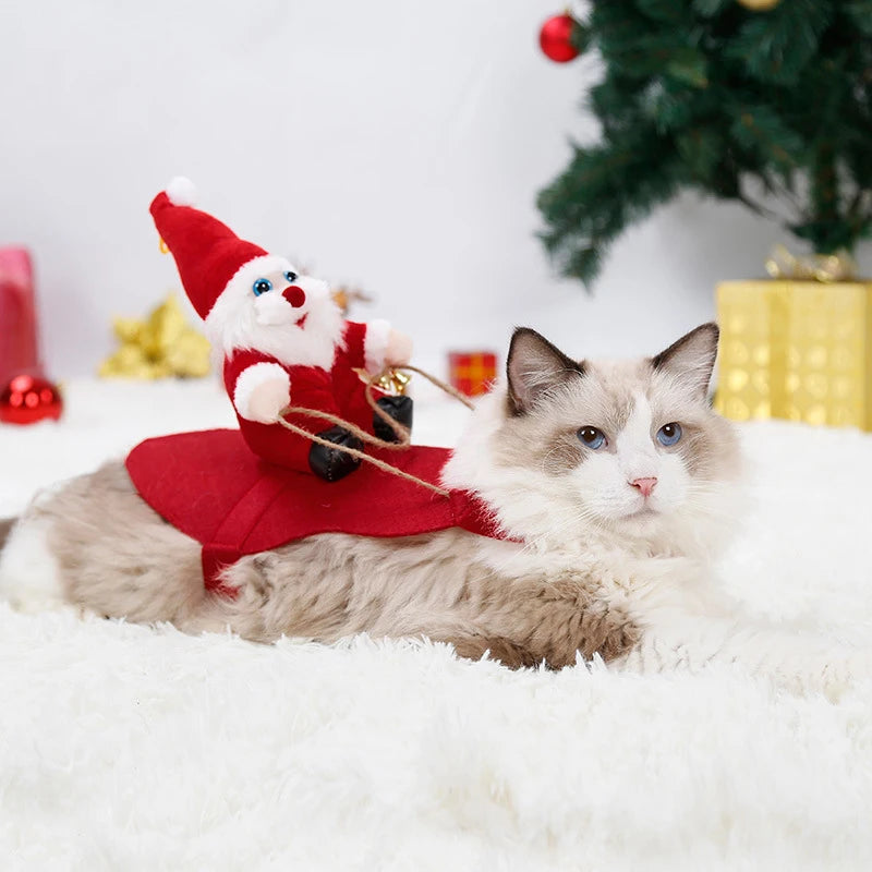 Costume Père Noël Cavalier pour Chiens et Chats