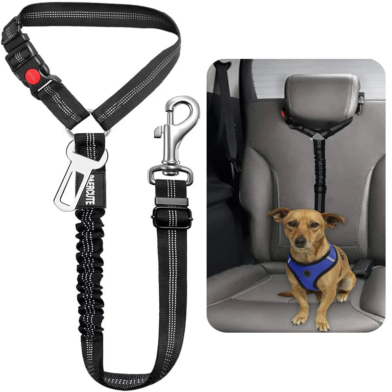2 en 1 Ceinture de Sécurité Voiture pour Chien - Boucle & Appui-Tête