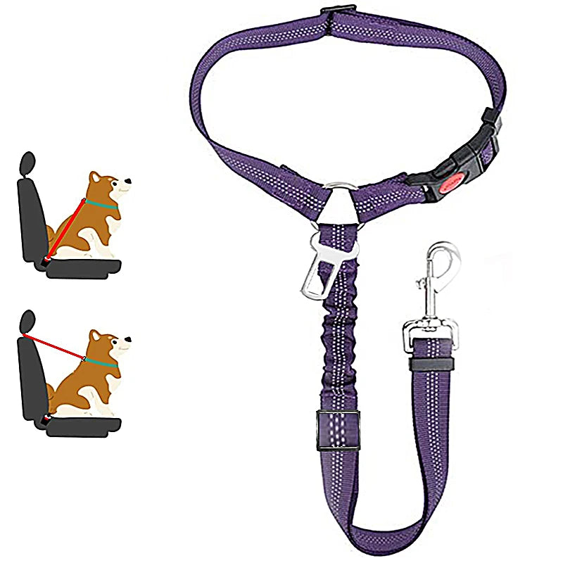 2 en 1 Ceinture de Sécurité Voiture pour Chien - Boucle & Appui-Tête