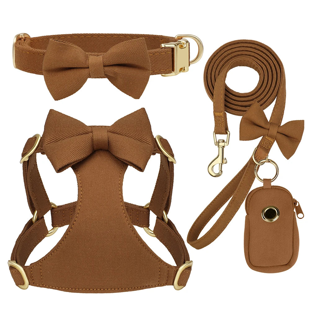 Pack 4-en-1 Harnais Nœud Papillon & accessoires pour Petit Chien