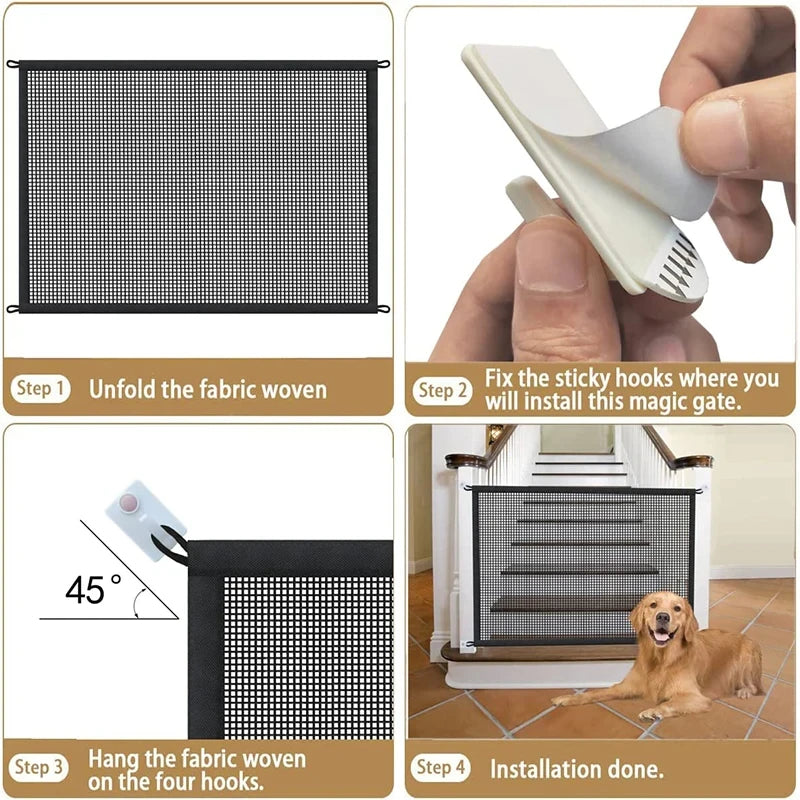 Barrière de Sécurité Pliable en Maille pour Chiens