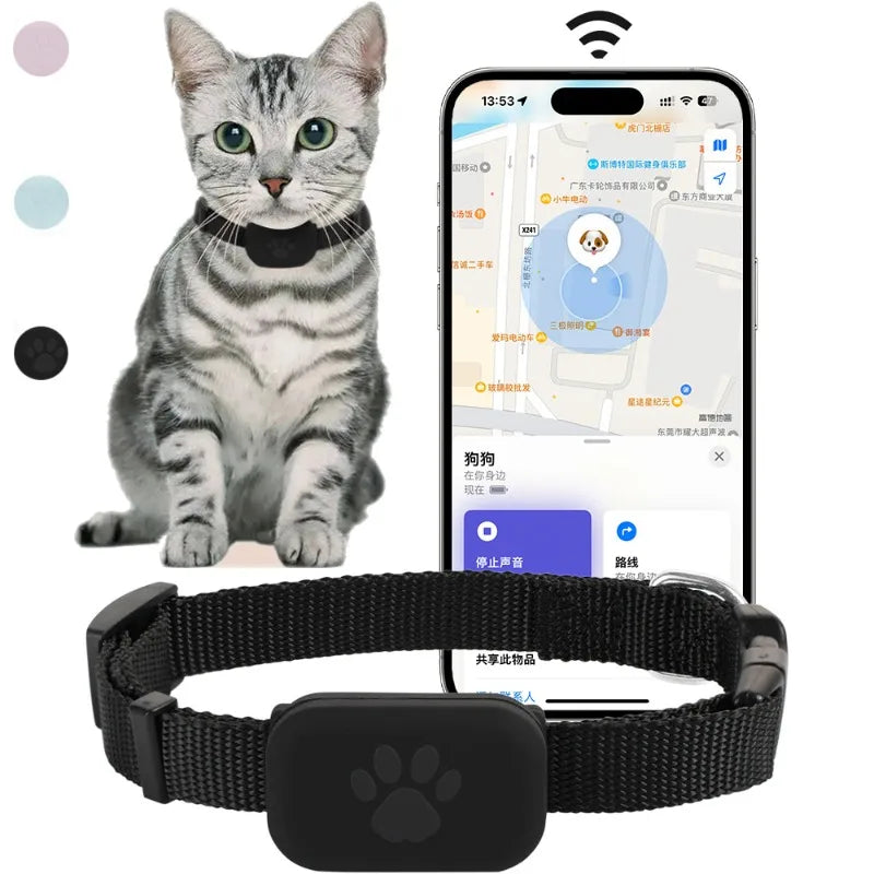 Collier GPS Bluetooth Étanche pour Chat et Chien (iOS)