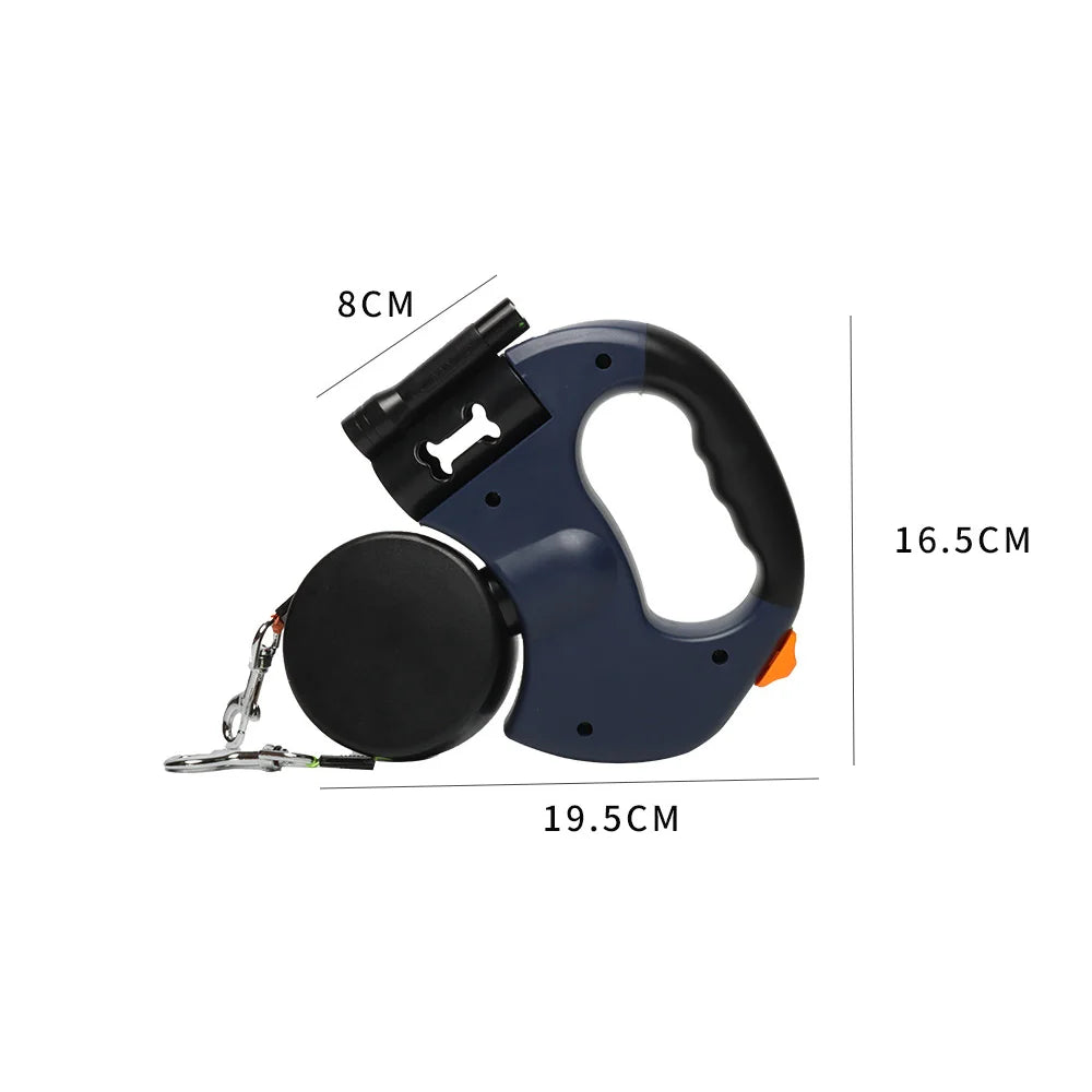 Double Laisse Enrouleur Retractable avec Lanterne pour Chien