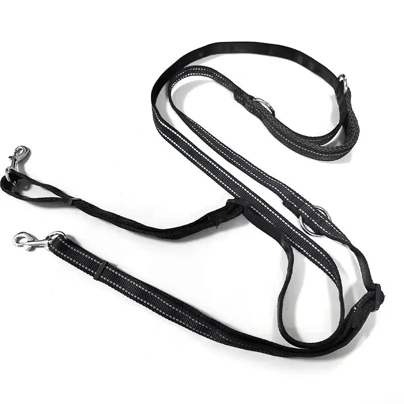 2 en 1 Laisse Multifonctions Double ou Solo Mains libre pour Chien