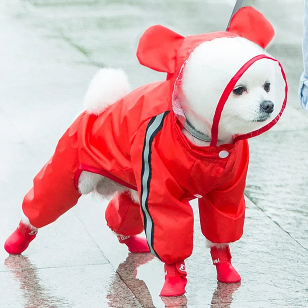Manteau Imperméable Cartoon pour Chien avec Capuche