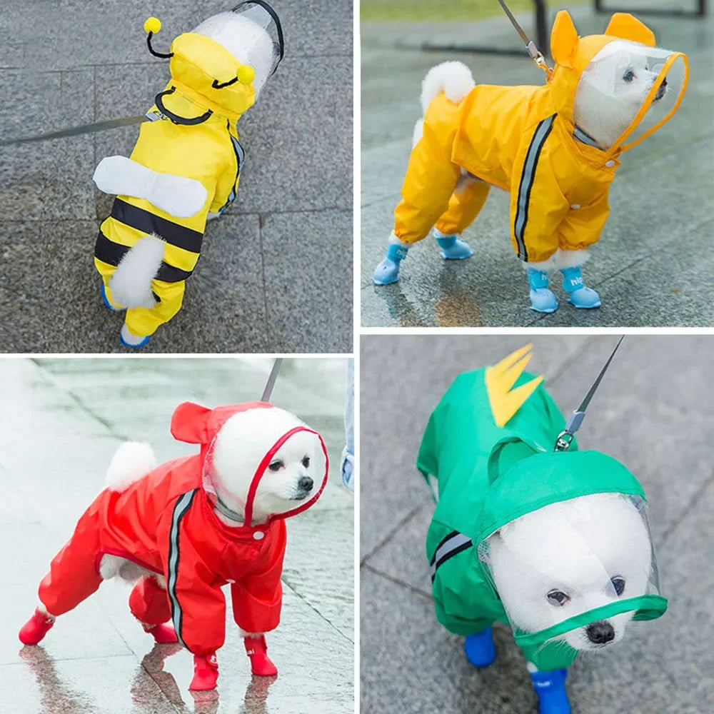 Manteau Imperméable Cartoon pour Chien avec Capuche