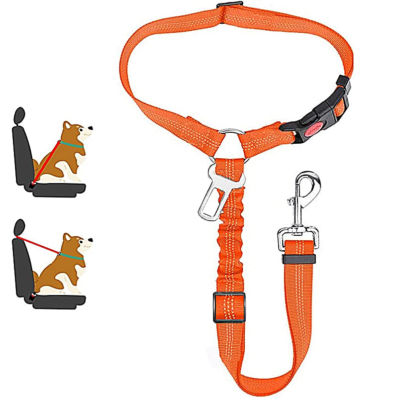 2 en 1 Ceinture de Sécurité Voiture pour Chien - Boucle & Appui-Tête