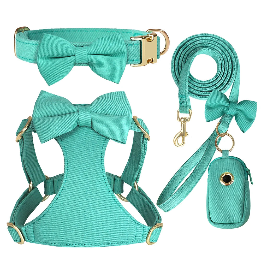 Pack 4-en-1 Harnais Nœud Papillon & accessoires pour Petit Chien
