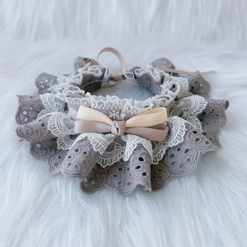 Collerette Dentelle avec Nœud pour Chiens et Chats – Style Élégant et Réglable