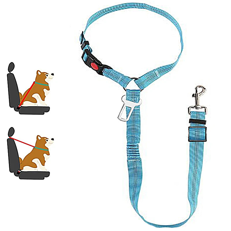 2 en 1 Ceinture de Sécurité Voiture pour Chien - Boucle & Appui-Tête