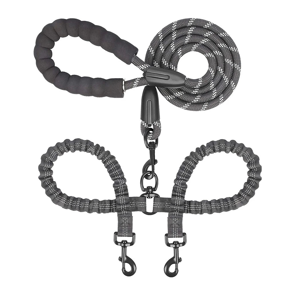 Laisse Double Corde Élastique pour Chien
