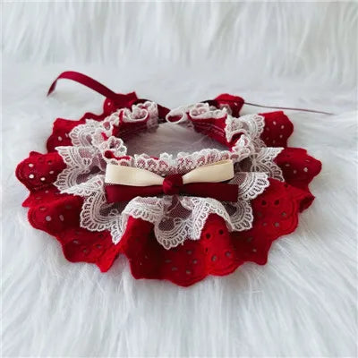 Collerette Dentelle avec Nœud pour Chiens et Chats – Style Élégant et Réglable