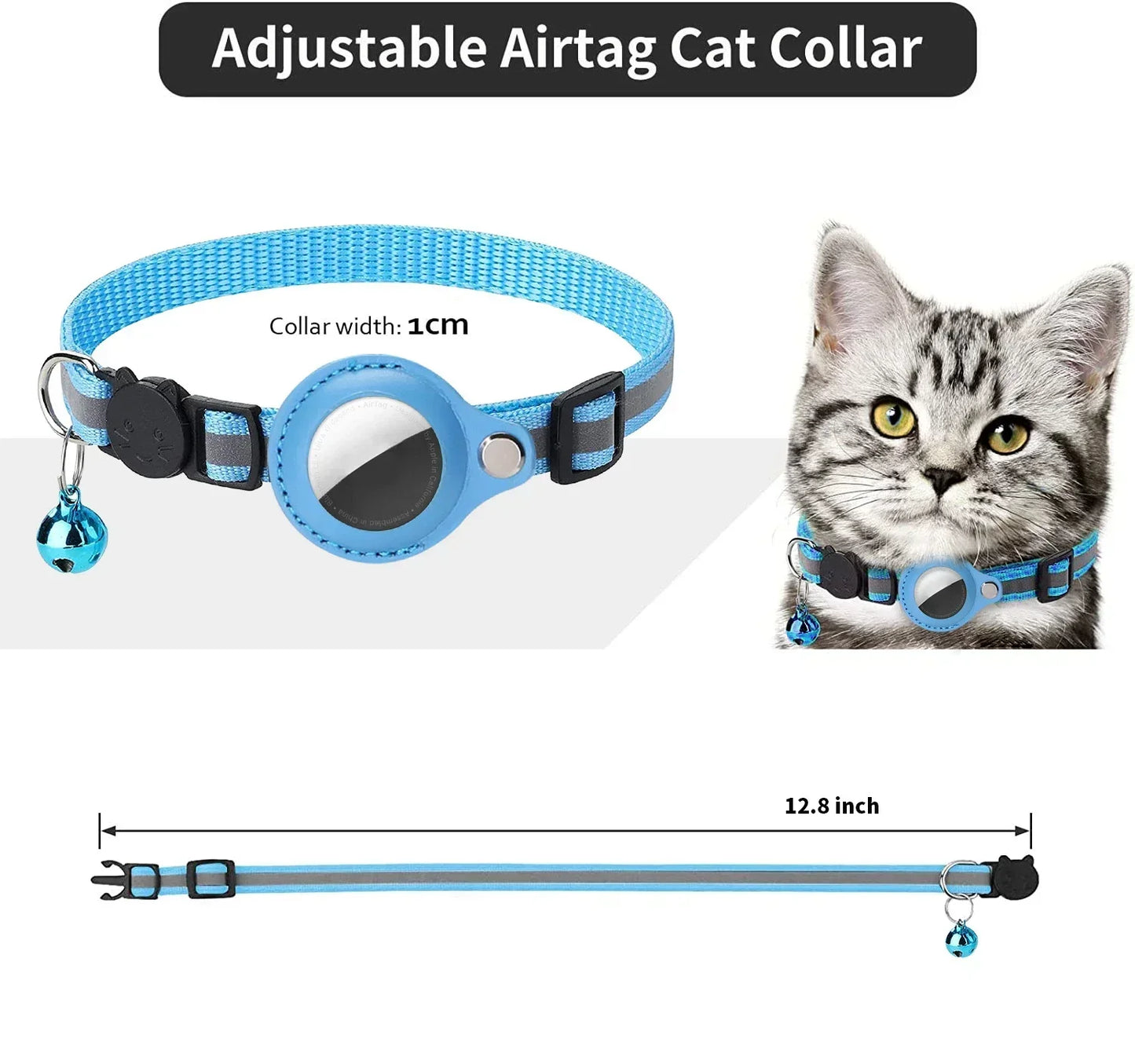 Collier Anti-Perte Réfléchissant avec Support AirTag pour Chat