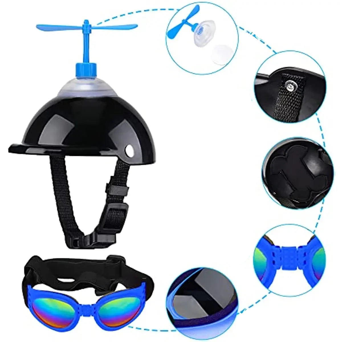 Casque & Lunettes avec Hélice pour Chien