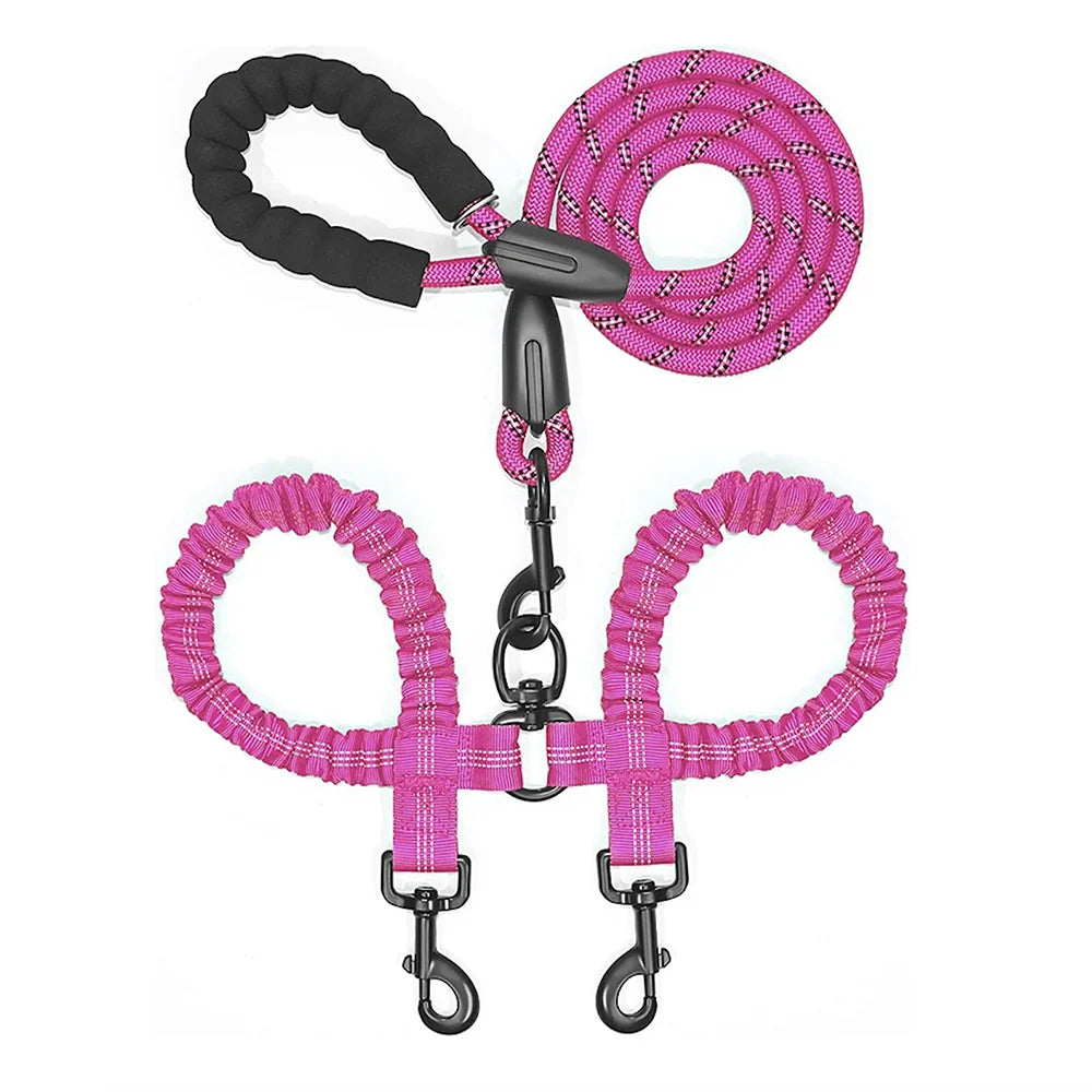 Laisse Double Corde Élastique pour Chien