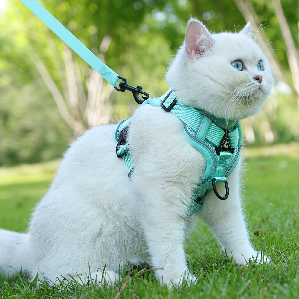 Harnais Réfléchissant et Respirant pour Chat avec Laisse – Confort et Sécurité Extérieure