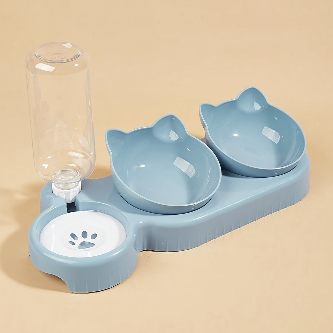Gamelle 3 en 1 avec Réservoir d’Eau et Bols Inclinés – Design Oreilles de Chat