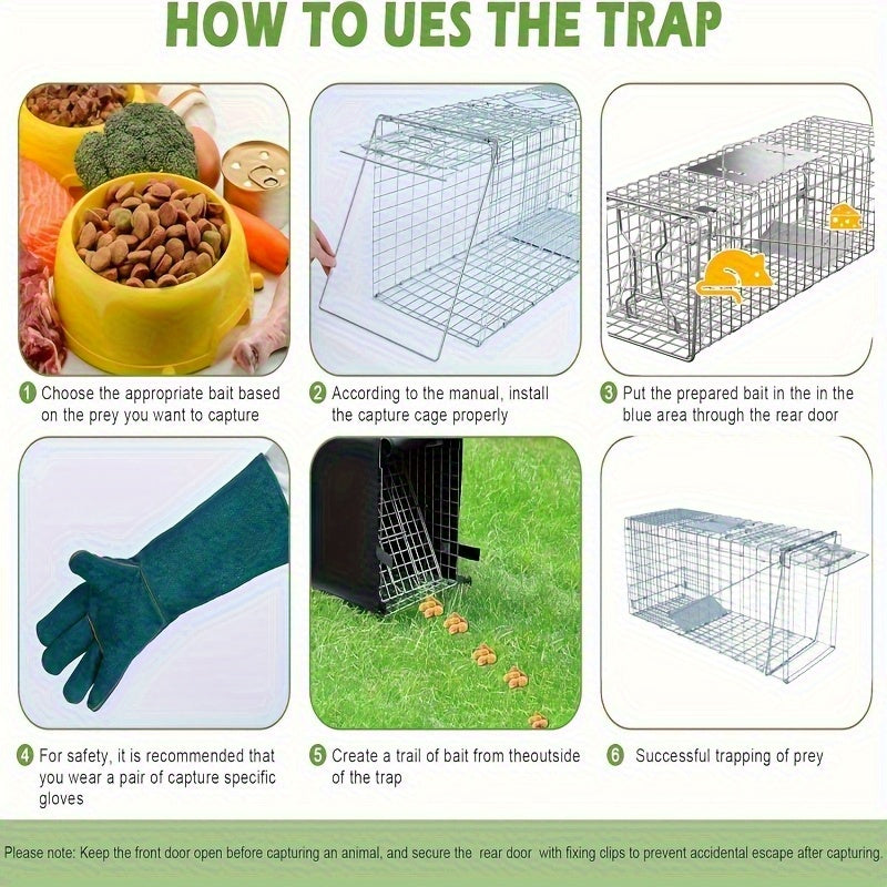 Cage de Capture Pliable en Acier Inoxydable – Grand Modèle