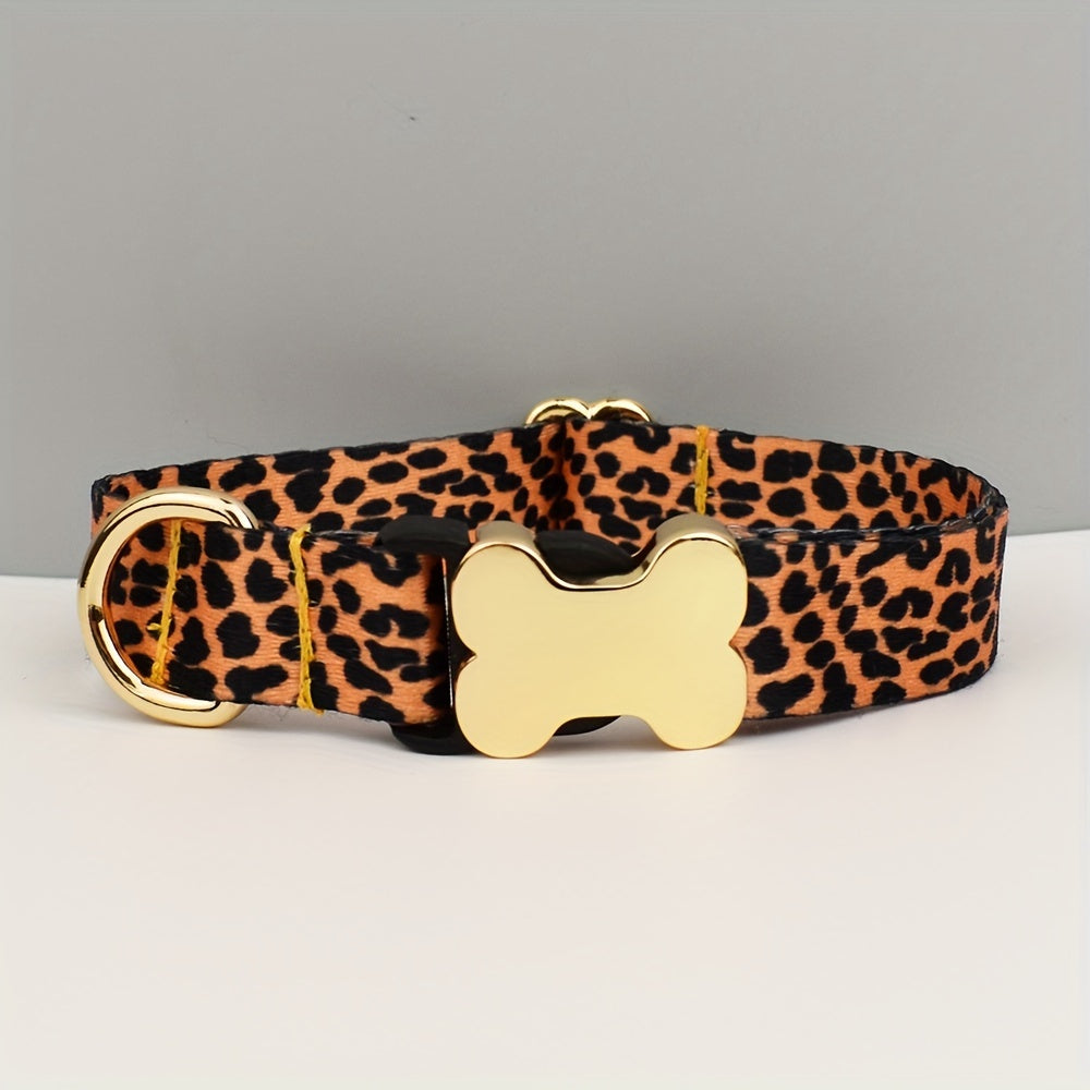 Collier pour Chien à Motif avec Boucle Os Dorée