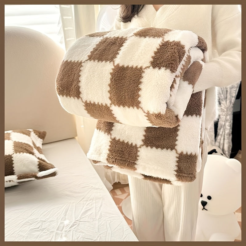 Plaid Flanelle à Carreaux Doux et Épais – Multi-Usages pour Humains et Animaux