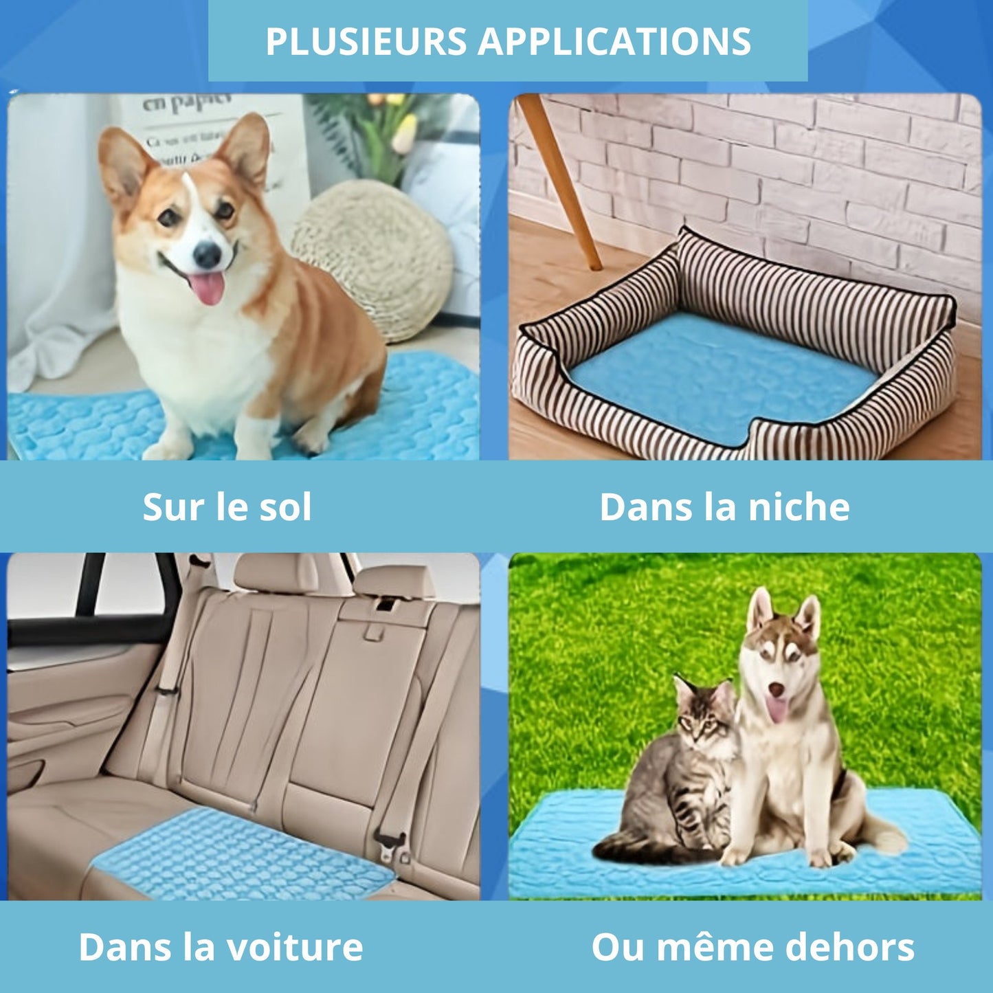 Tapis Rafraîchissant en Tissu Rafraîchissant – Matelas d’Été Lavable pour Chiens