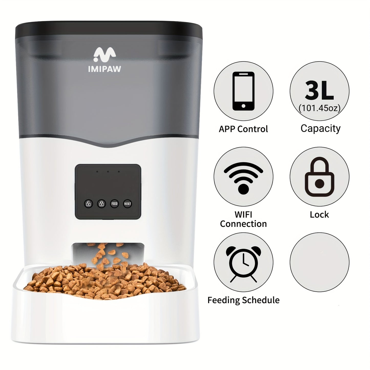 Distributeur Automatique Connecté 3L pour Chiens et Chats IMIPAW