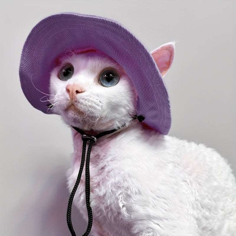 Chapeau Large à Lien Réglable pour Chats – Protection Solaire Respirante