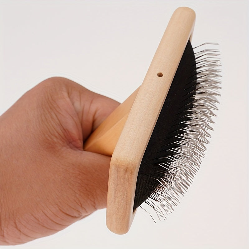 Brosse de Toilettage en Bois pour Chiens et Chats – Picots Fins et Manche Ergonomique