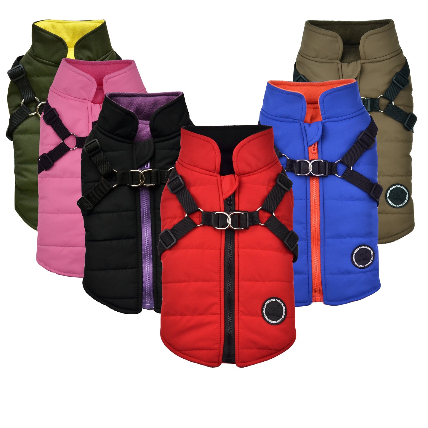 Veste Matelassée Rouge avec Harnais Intégré pour Chiens