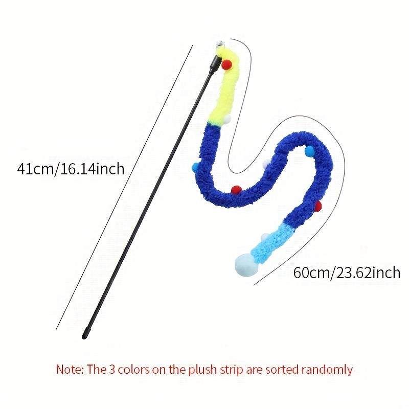 Canne à Plumes Souple avec Serpent en Peluche pour Chat