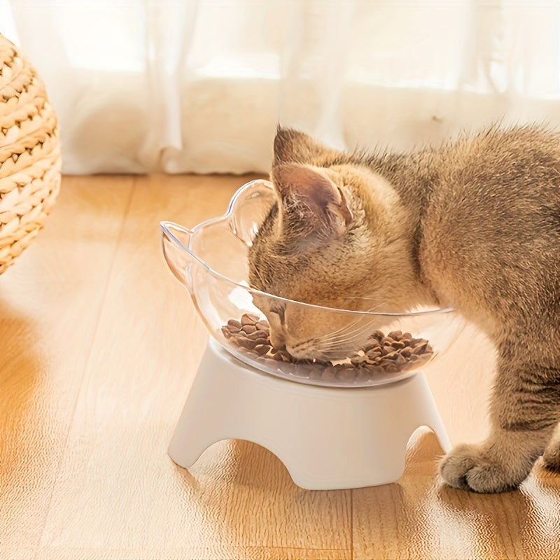 Gamelle Unique Inclinée Transparente Surélevée pour Chats – 13 cm