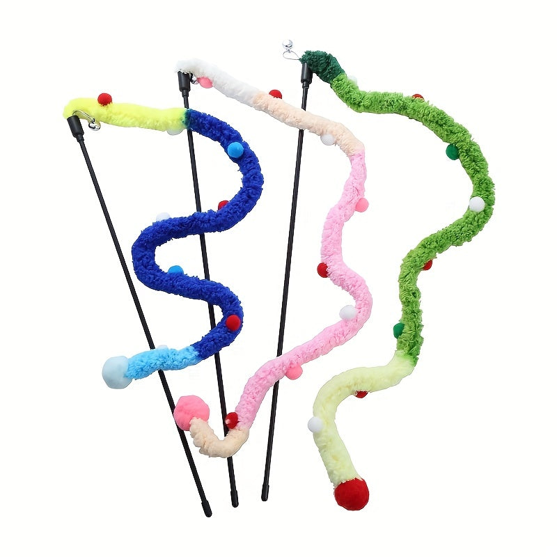 Canne à Plumes Souple avec Serpent en Peluche pour Chat